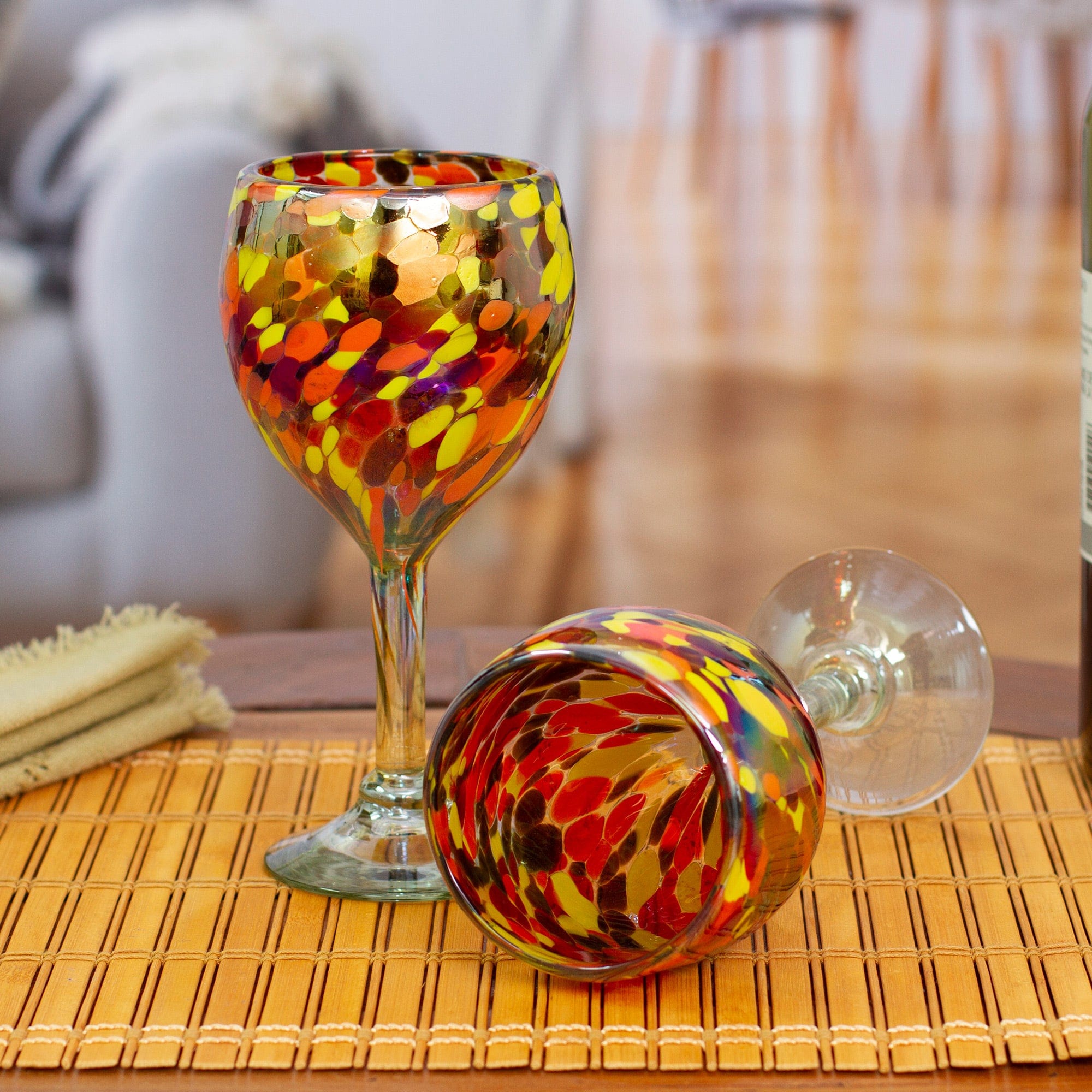 Artisan Handblown Stemless Wine Glasses (Set of 6) - Confetti Festival