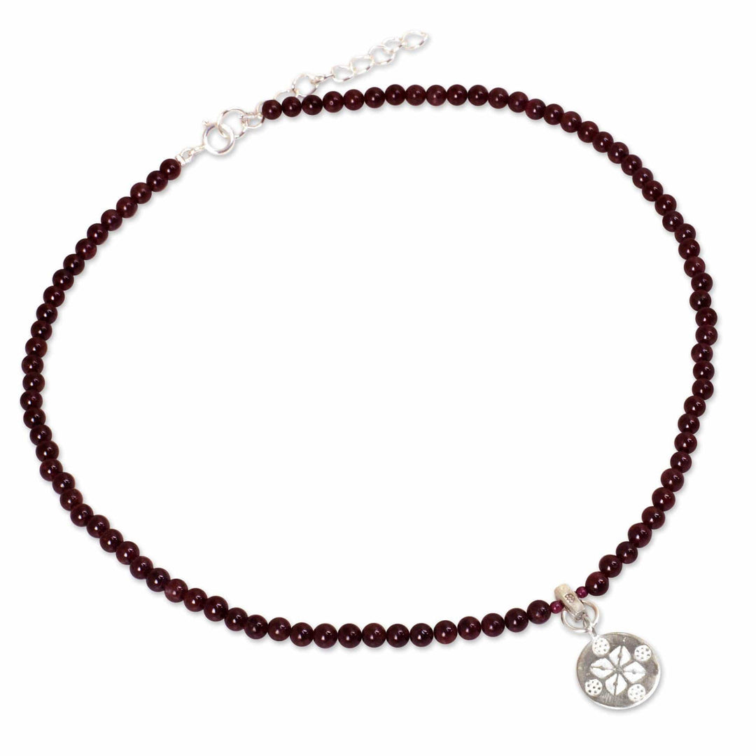 Garnet and Sterling Silver Choker - Lucky Charm