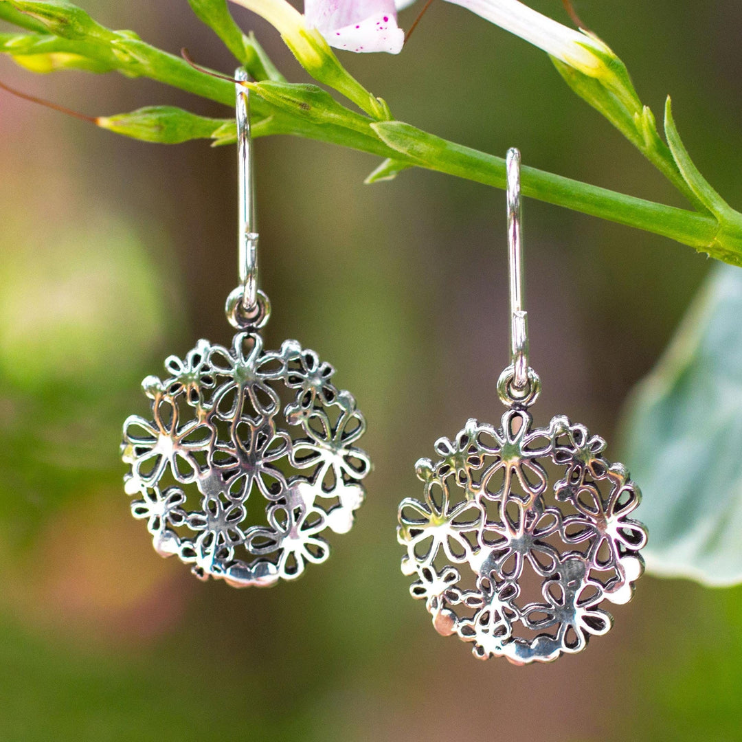 Sterling Silver Dangle Earrings - Hydrangea