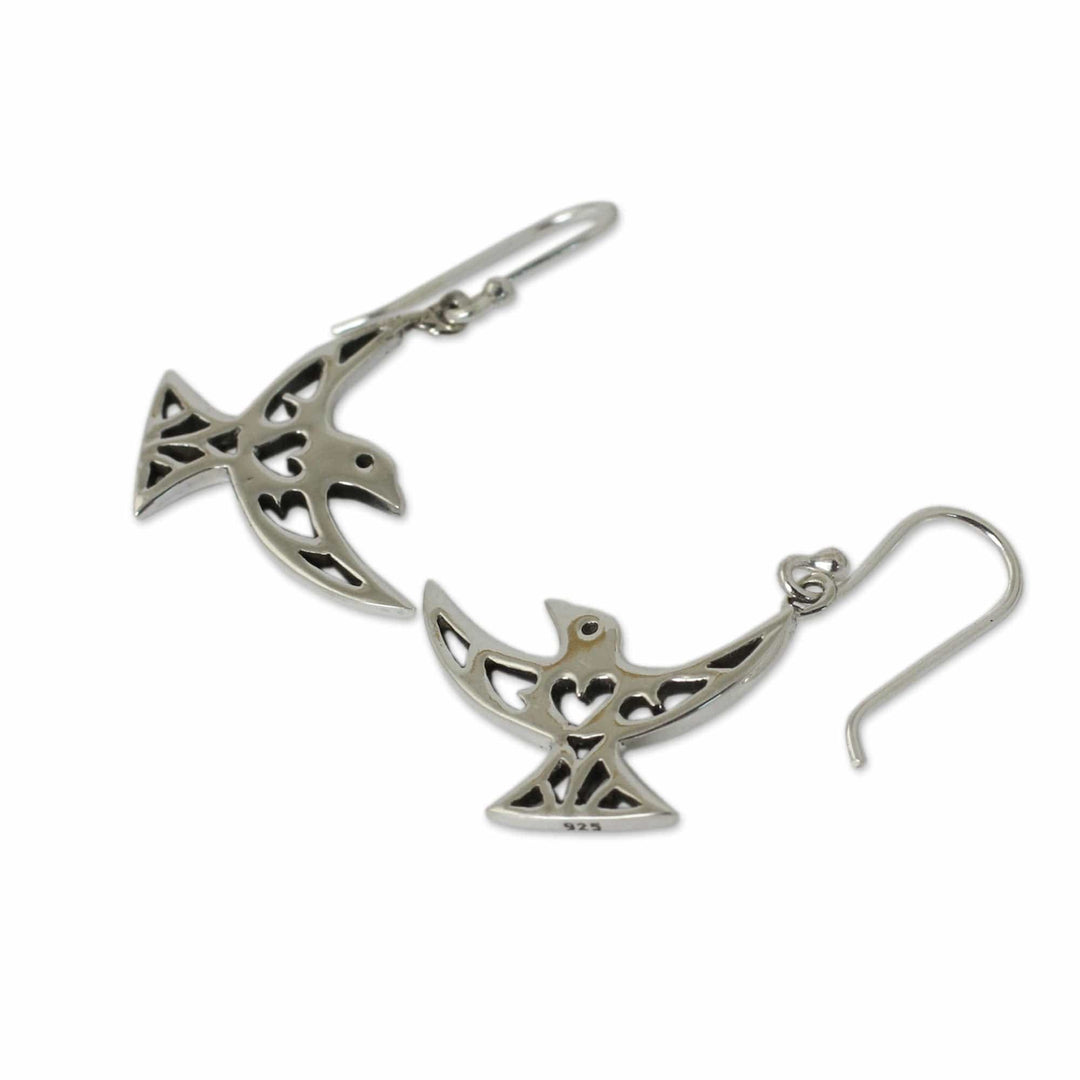 Artisan Crafted Sterling Silver Bird Hook Earrings - Fly Me Away