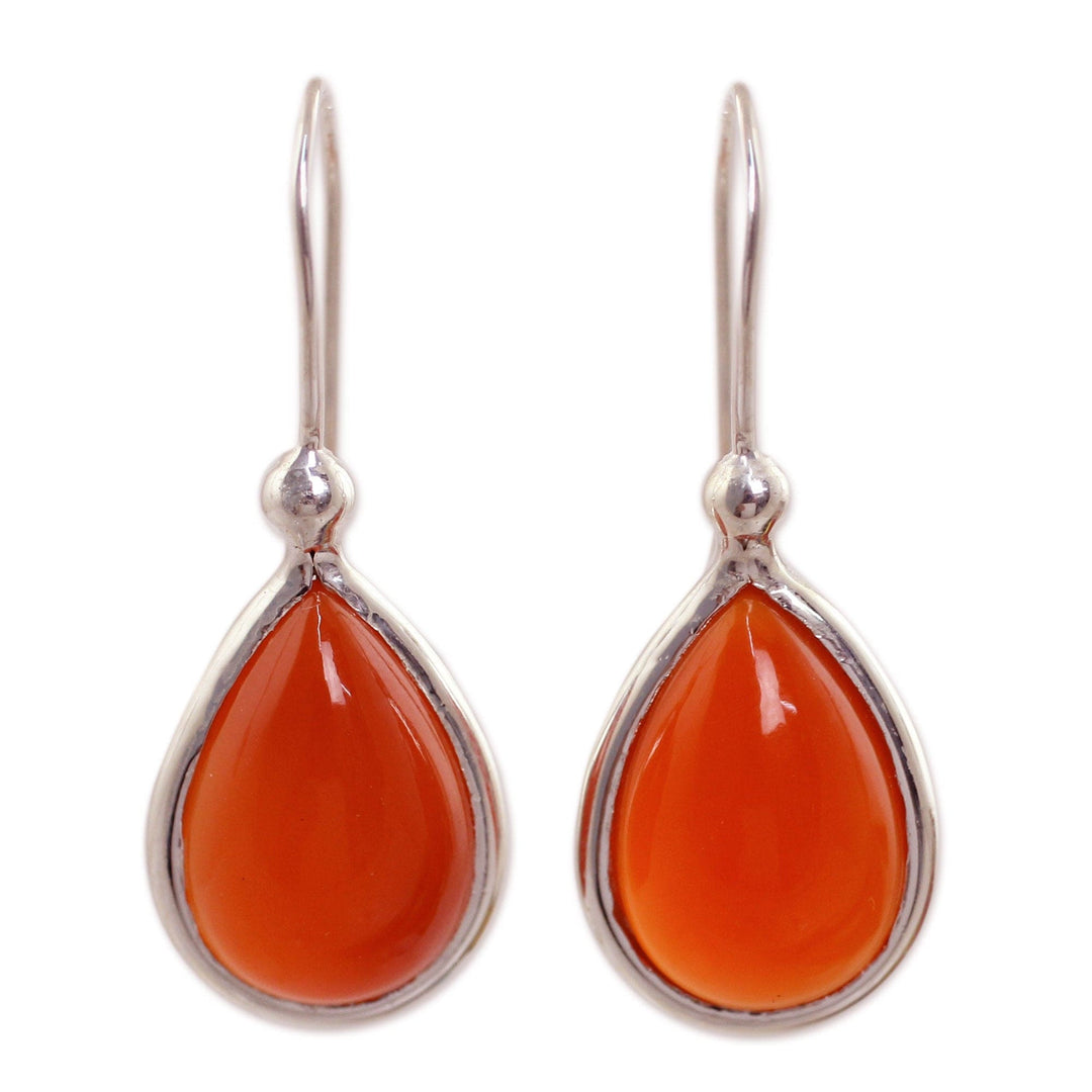 Carnelian and Sterling Silver Dangle Earrings - Autumn Rain