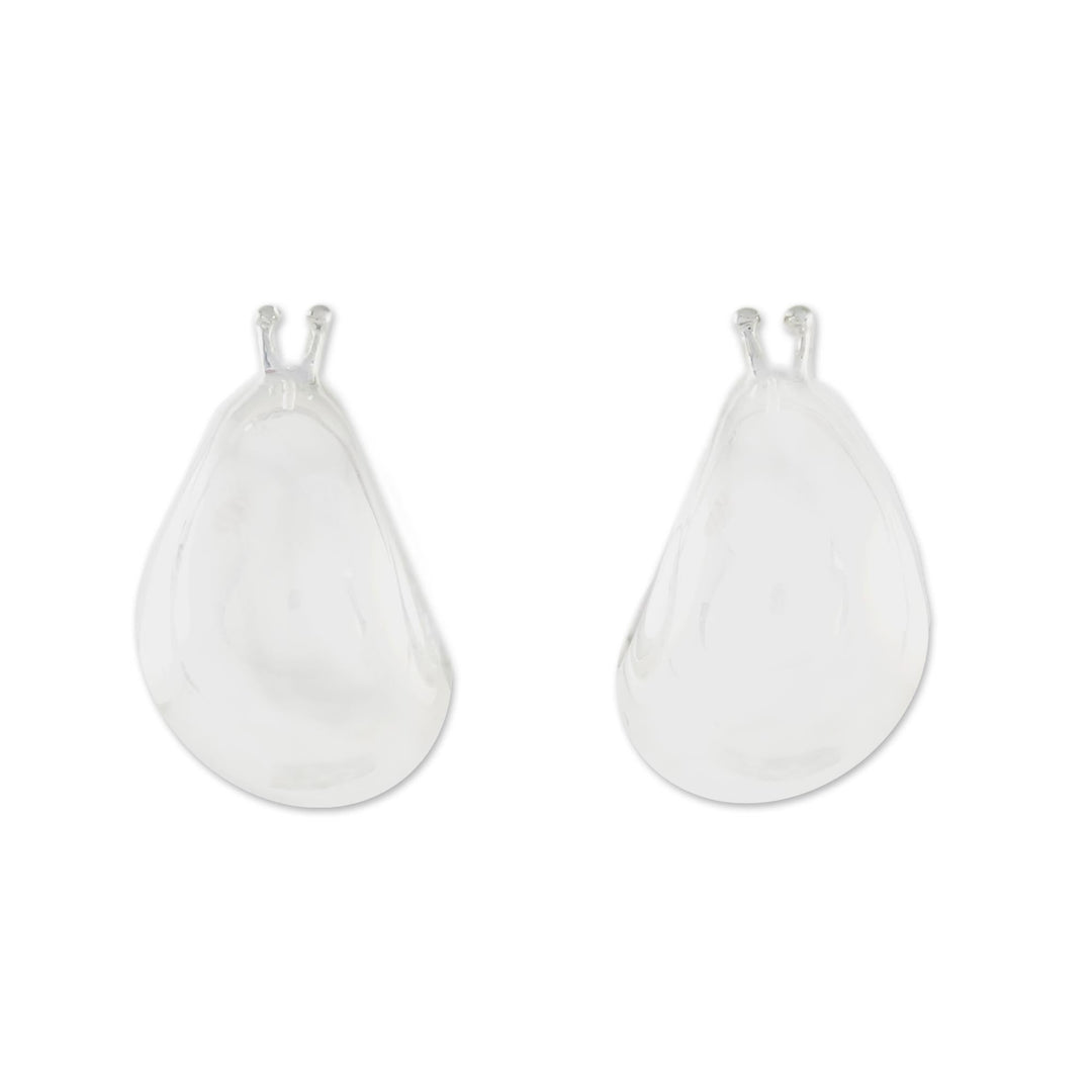 925 Sterling Silver Shining Hoop Earrings from Thailand - Ornate Touch