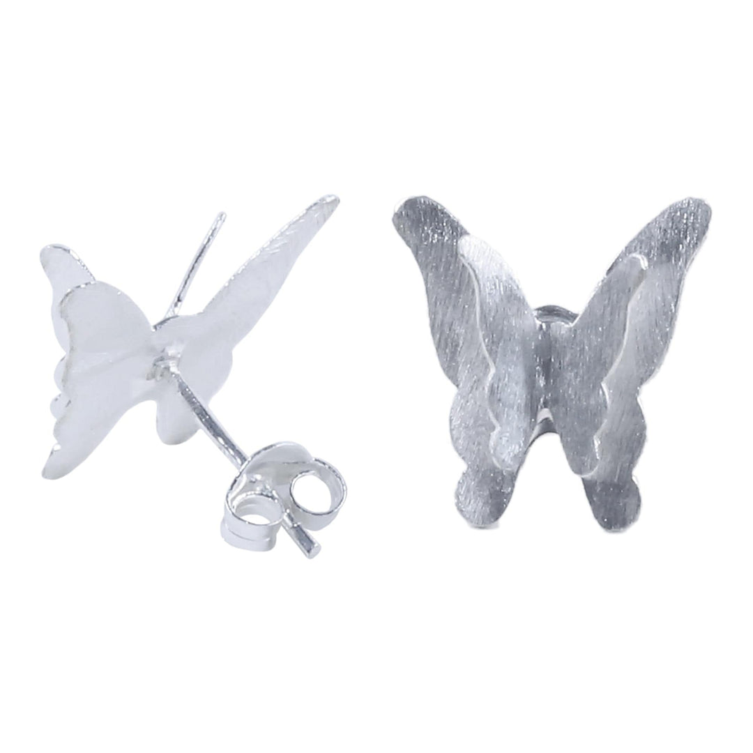 Sterling Silver 3-D Butterfly Earrings Crafted in Thailand - 3-D Butterflies