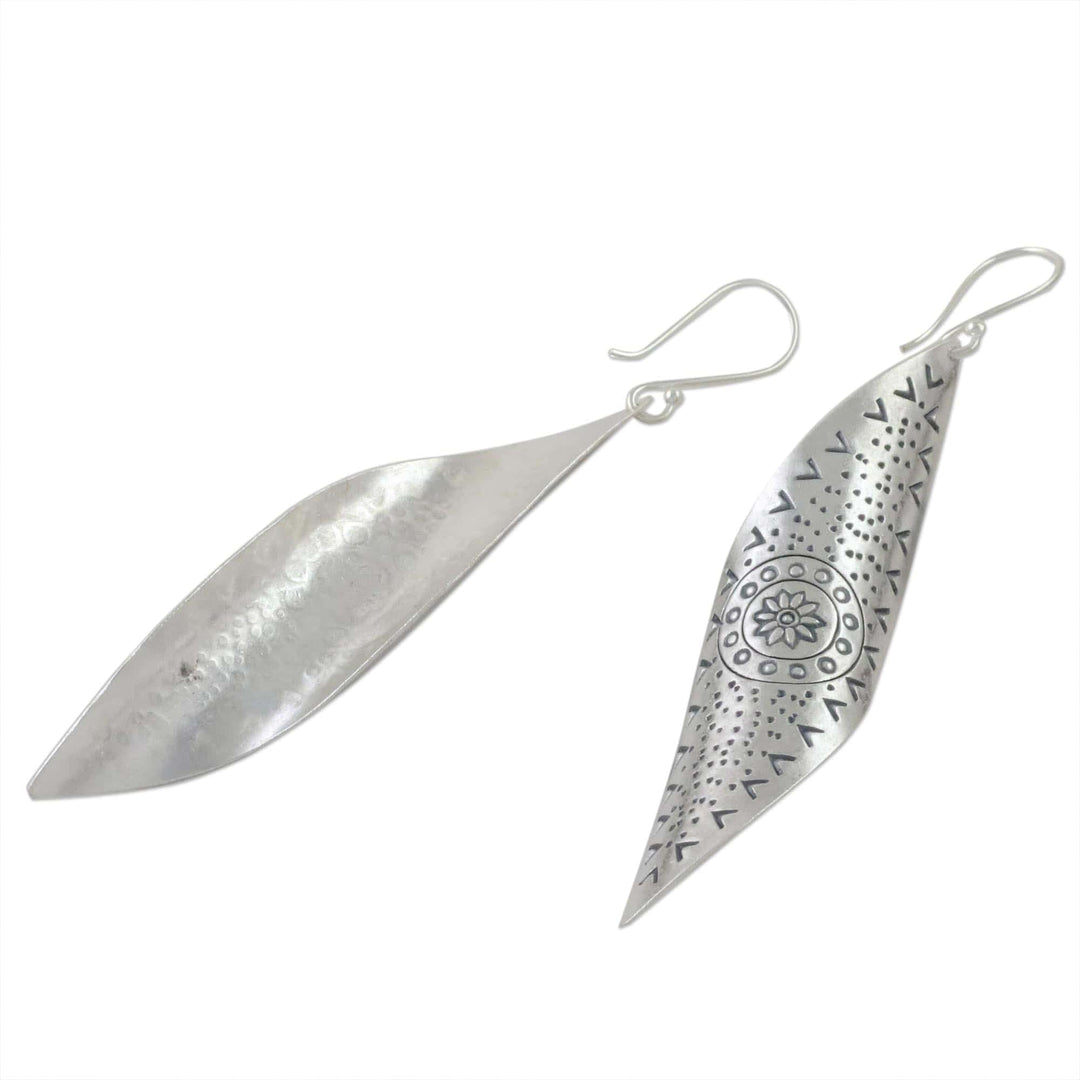 Handcrafted Karen Silver Dangle Earrings from Thailand - Gentle Breeze