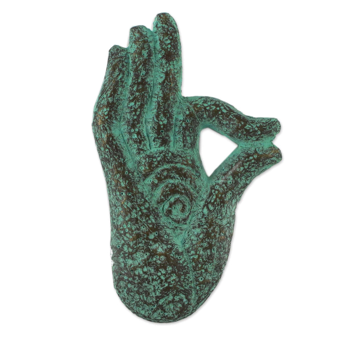 Recycled Paper Relief Panel of a Hand from Thailand - Meditating Hand