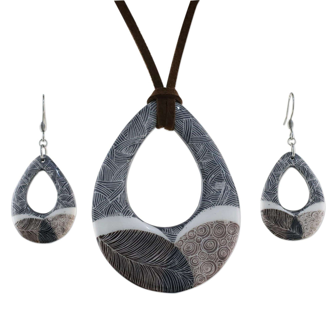 Handmade Singing Hills Ceramic Necklace and Earring Set - Singing Hills
