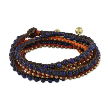Lapis Lazuli Beaded Wrap Bracelet - Bohemian Bells