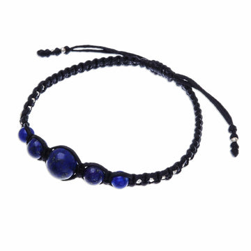 Hill Tribe Lapis Lazuli Beaded Macrame Bracelet - Blue Way