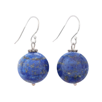 Round Lapis Lazuli Dangle Earrings - Round Charm