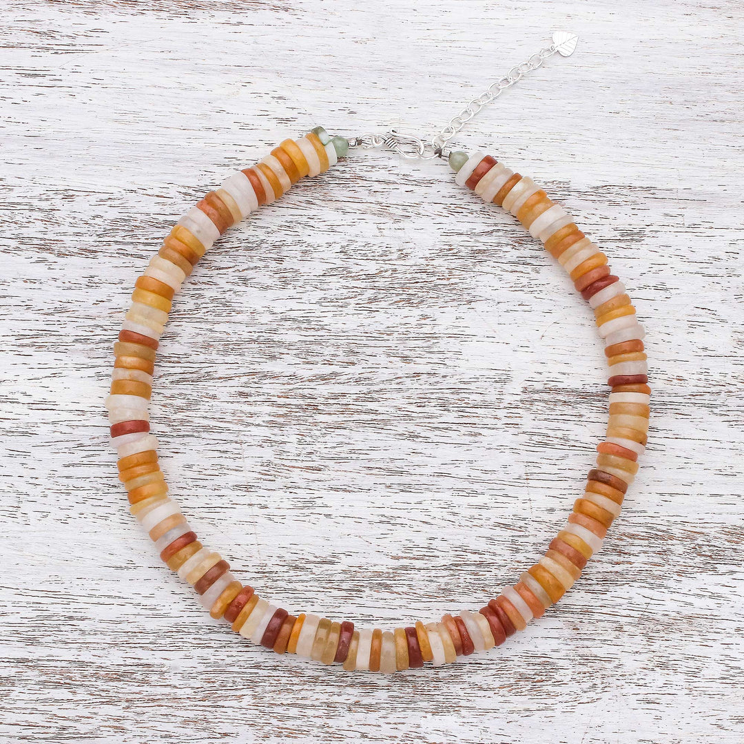 Jade Beaded Necklace in Brown from Thailand - Elegant Stones in Brown