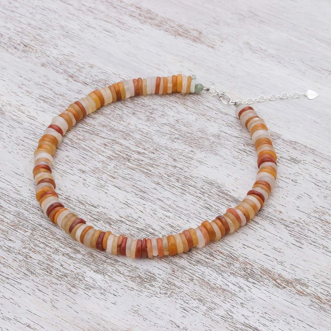 Jade Beaded Necklace in Brown from Thailand - Elegant Stones in Brown