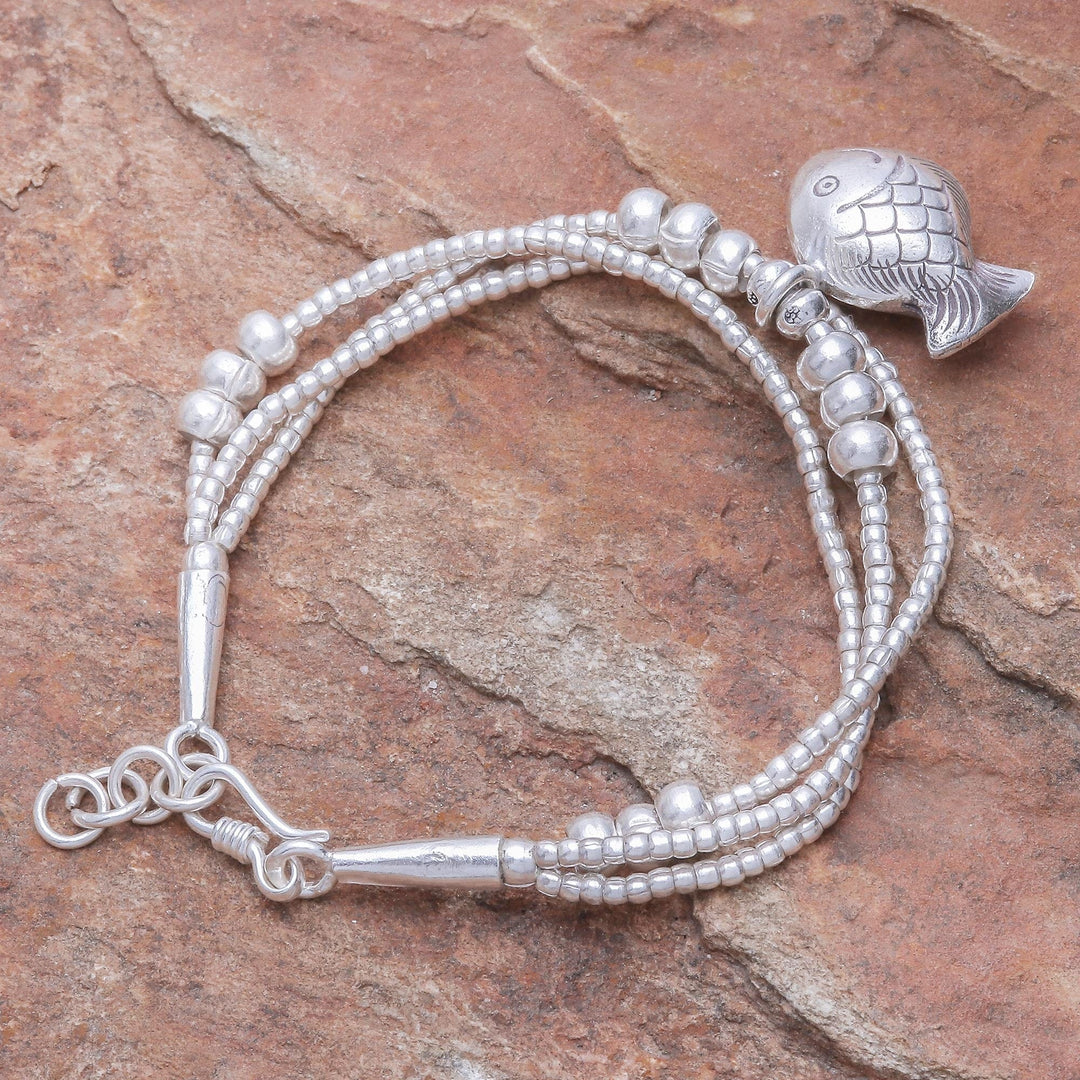 Thai Karen Hill Tribe Silver Goldfish Bracelet with a Bell - Singing Karen Goldfish