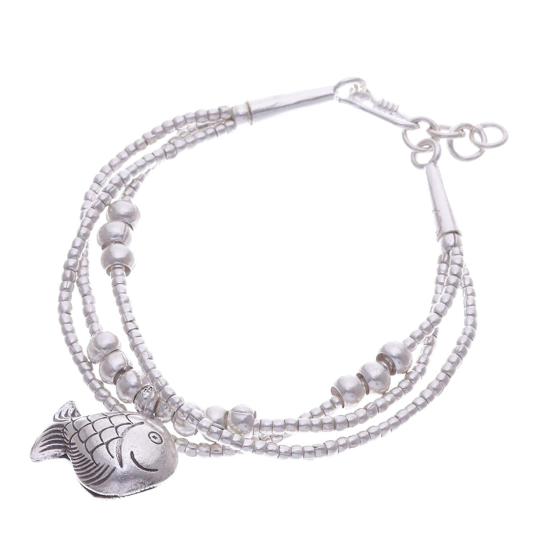 Thai Karen Hill Tribe Silver Goldfish Bracelet with a Bell - Singing Karen Goldfish