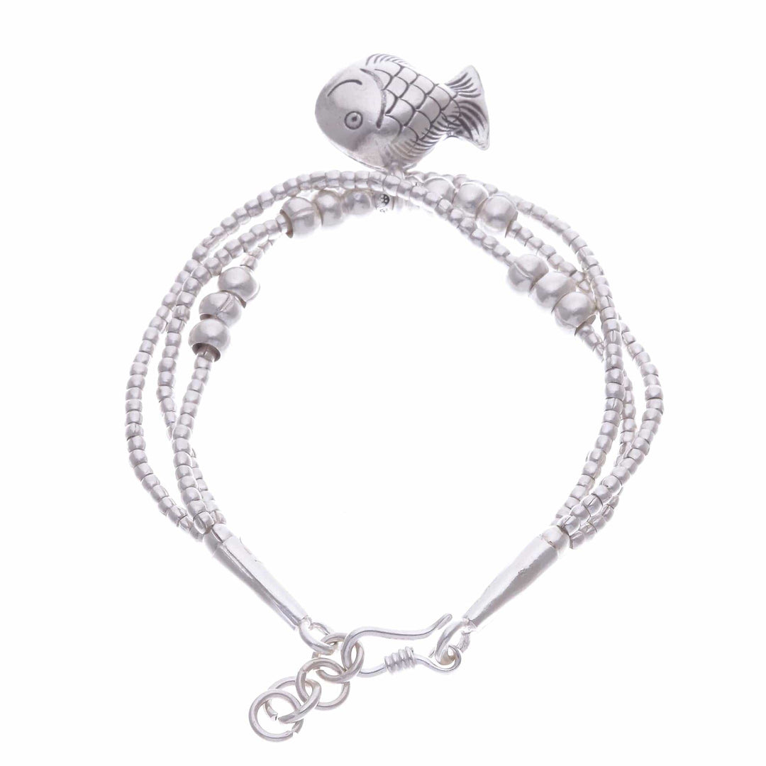 Thai Karen Hill Tribe Silver Goldfish Bracelet with a Bell - Singing Karen Goldfish