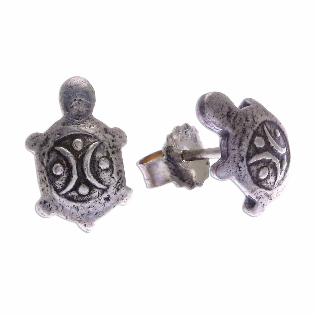 Cute 950 Silver Turtle Stud Earrings - Thai Turtles