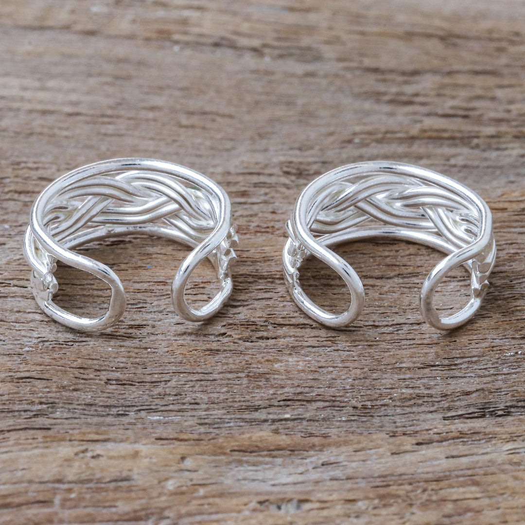 Woven Sterling Silver Ear Cuffs - Undertow