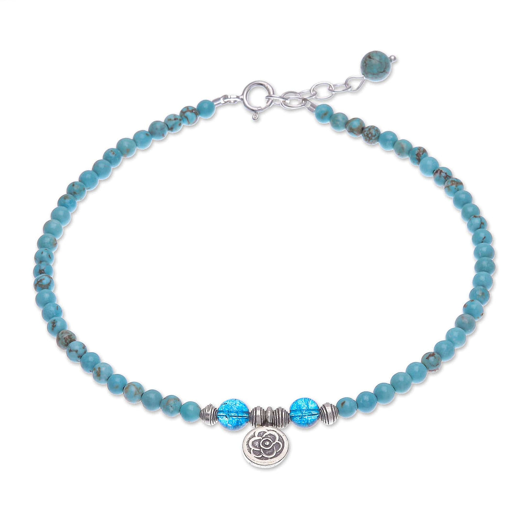 Karen Silver and Quartz Charm Anklet - Spring Step