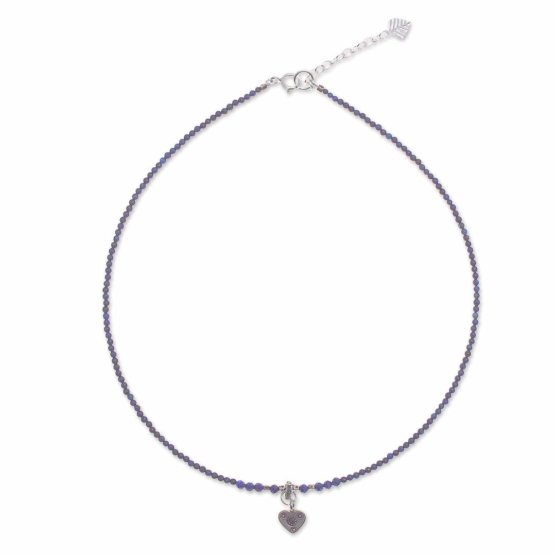 Lapis Lazuli Heart-Motif Pendant Necklace - Lonely Hearts