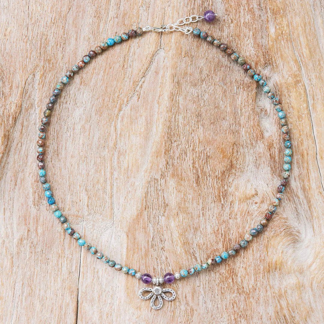 Jasper and Amethyst Beaded Pendant Necklace - Down to Earth