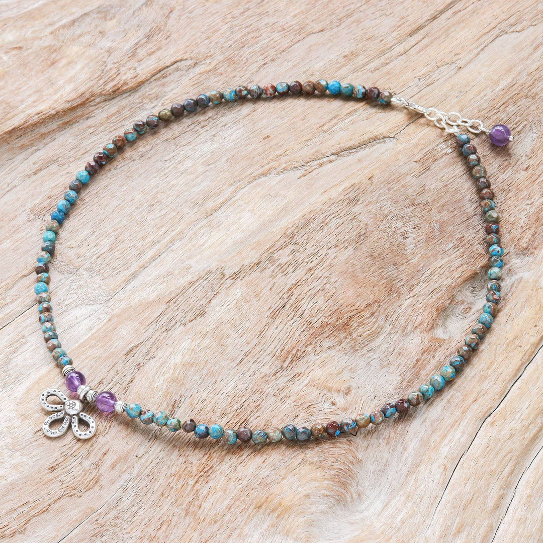 Jasper and Amethyst Beaded Pendant Necklace - Down to Earth