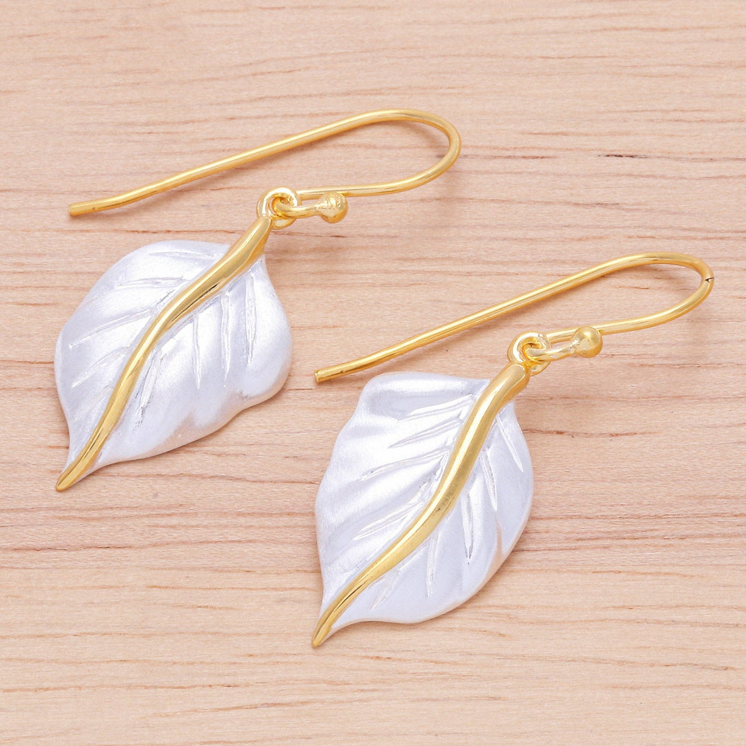 Gold-Accented Dangle Earrings with Leaf Motif - Natural Law