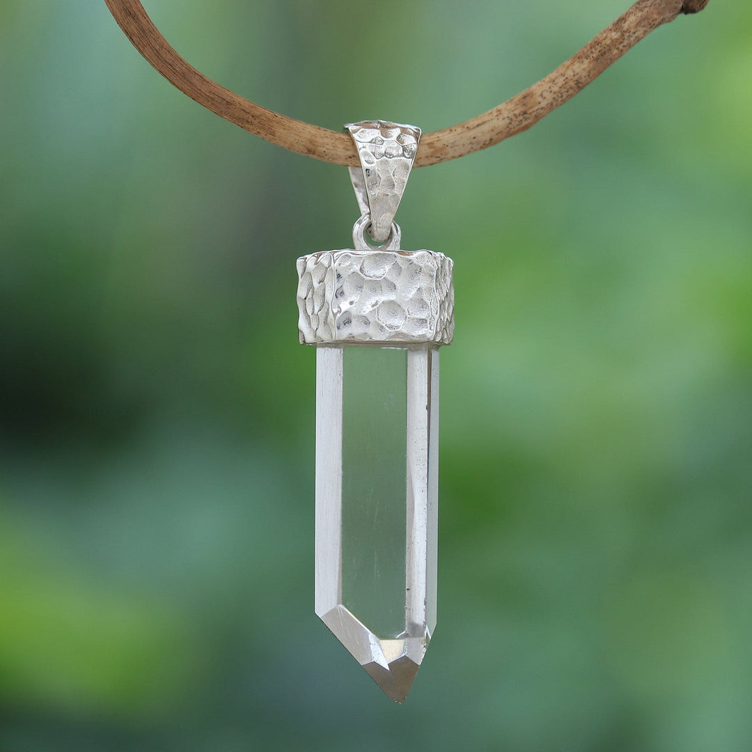 Unisex Natural Quartz Pendant with Sterling Silver - Crystal Amour
