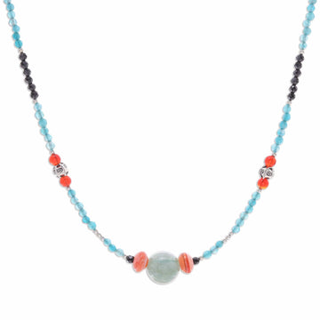 Quartz & Multi Gemstone Beaded Pendant Necklace - Sweet as The Sky