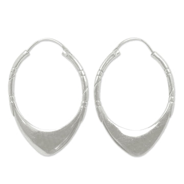 950 Silver Hoop Earrings - Silver Boomerang