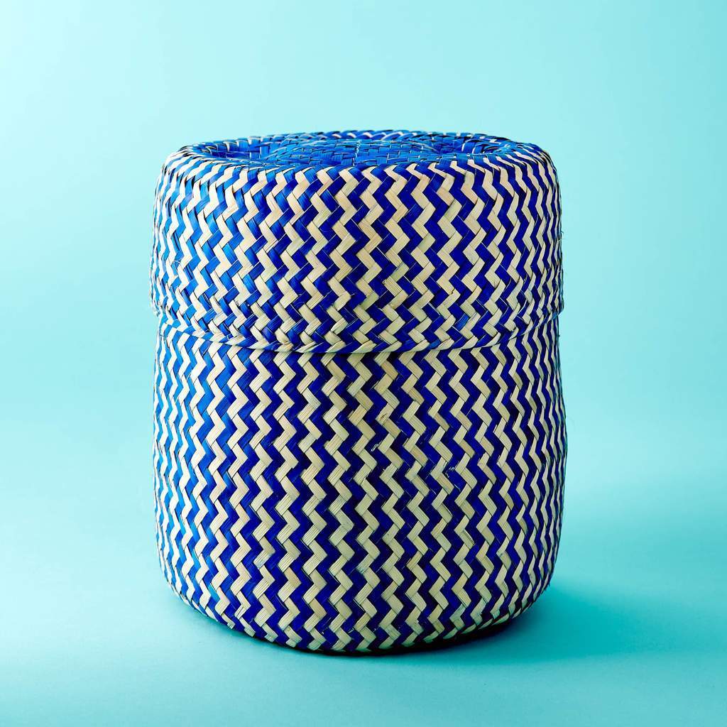 Small Tigre Handwoven Basket - Blue