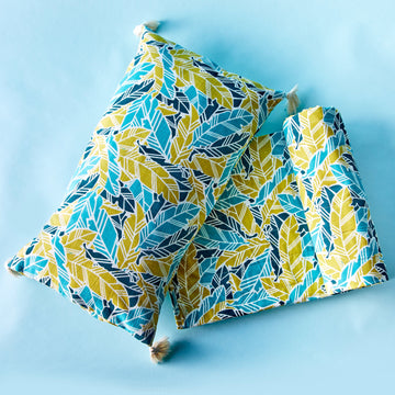 Long Rectangle Pillow Cover- Multi Banana Leaf