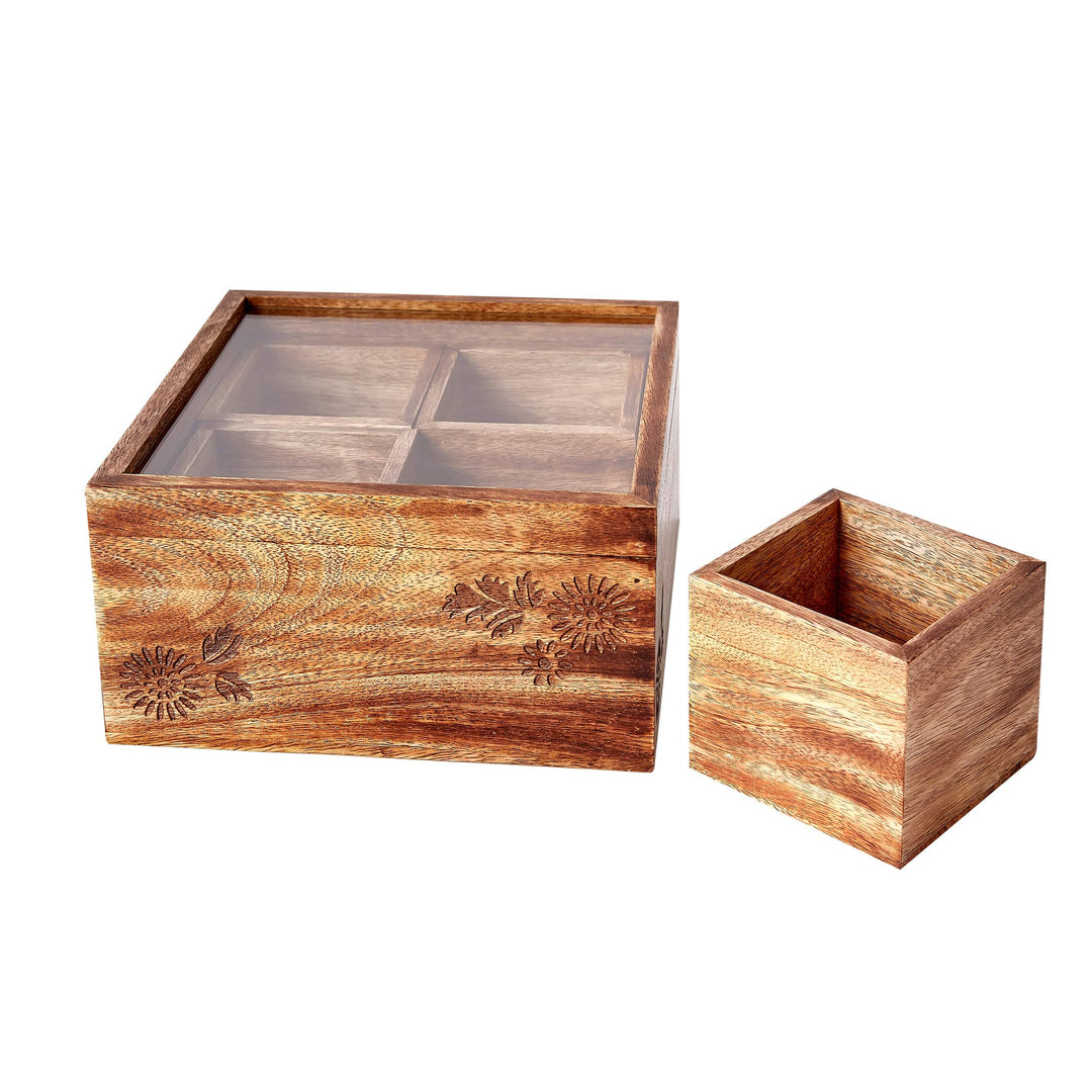 Wood Carved Garnish Bar Caddy