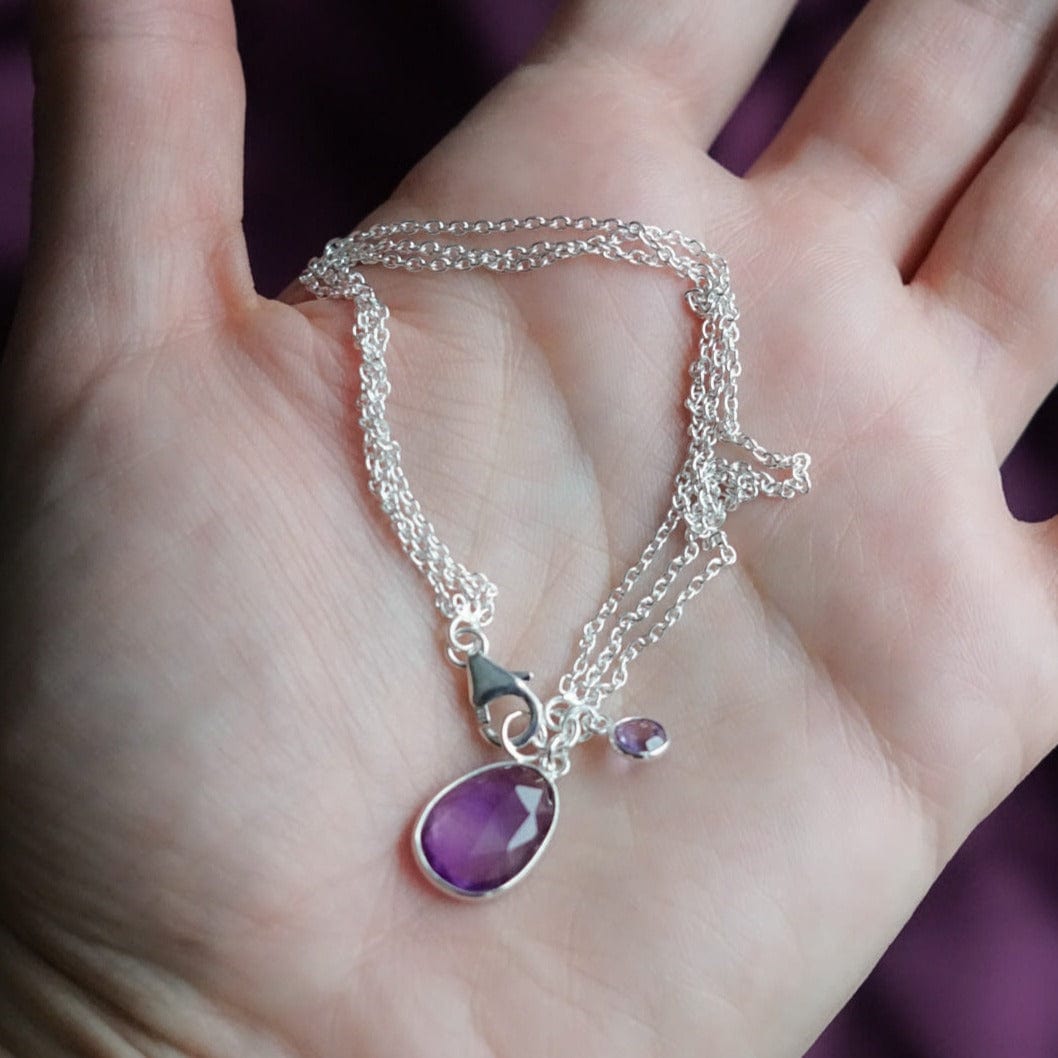 Amethyst and Sterling Silver Charm Bracelet from India - Twinkling Harmony