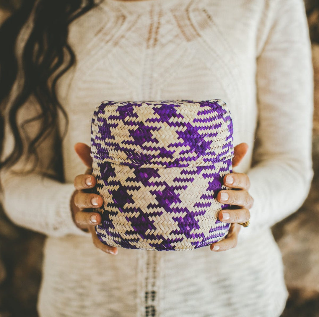 Gallito Palm Leaf Basket - Purple