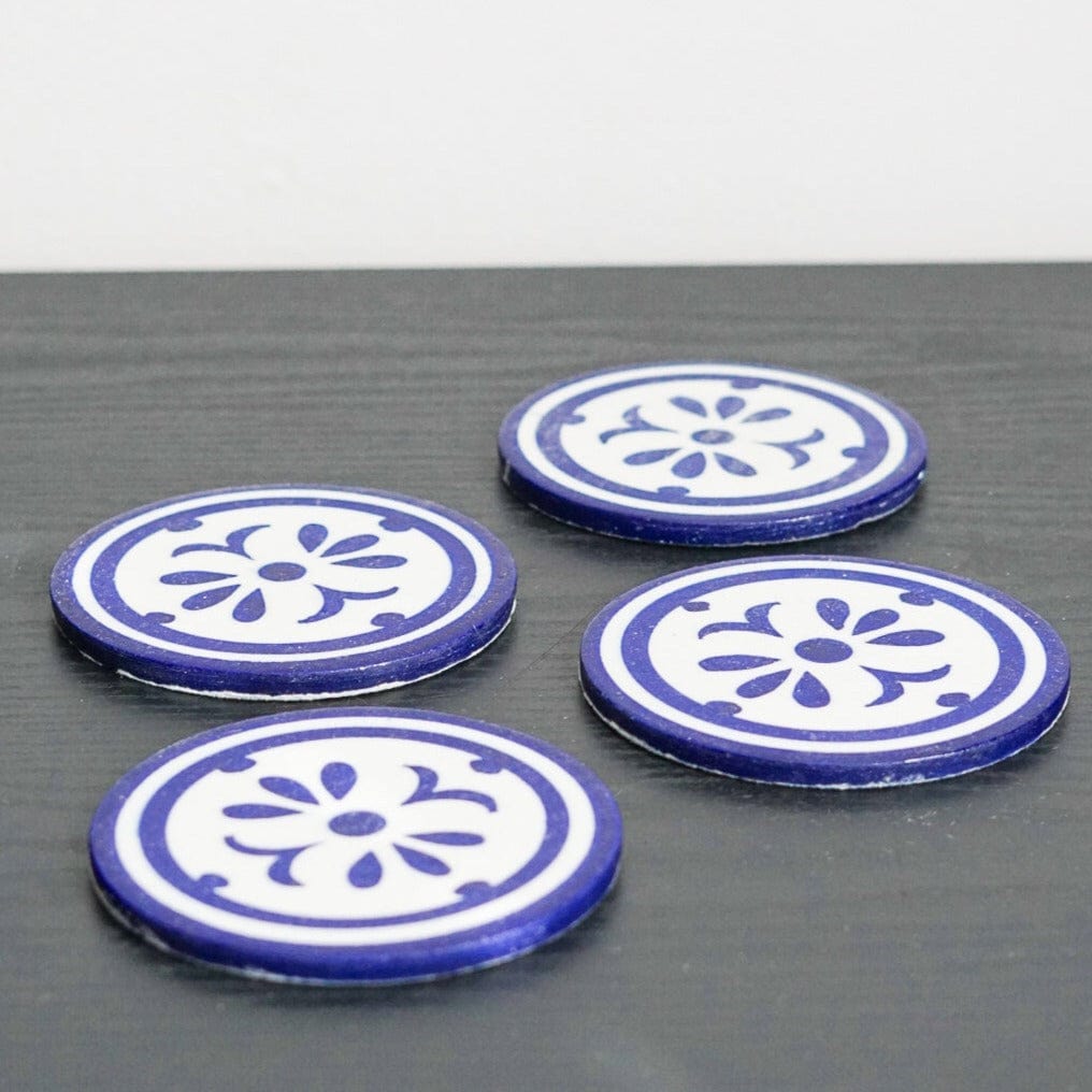 Blue Pottery Coasters - Set of 4