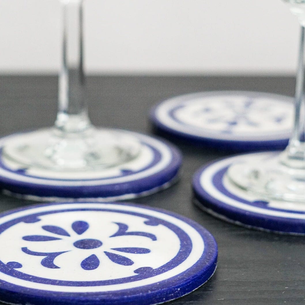 Blue Pottery Coasters - Set of 4