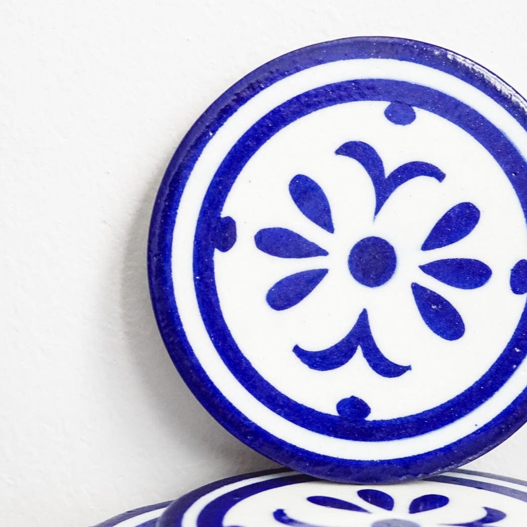 Blue Pottery Coasters - Set of 4