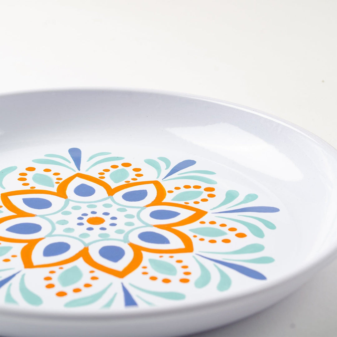 Handpainted Round Metal Tray - Mandala