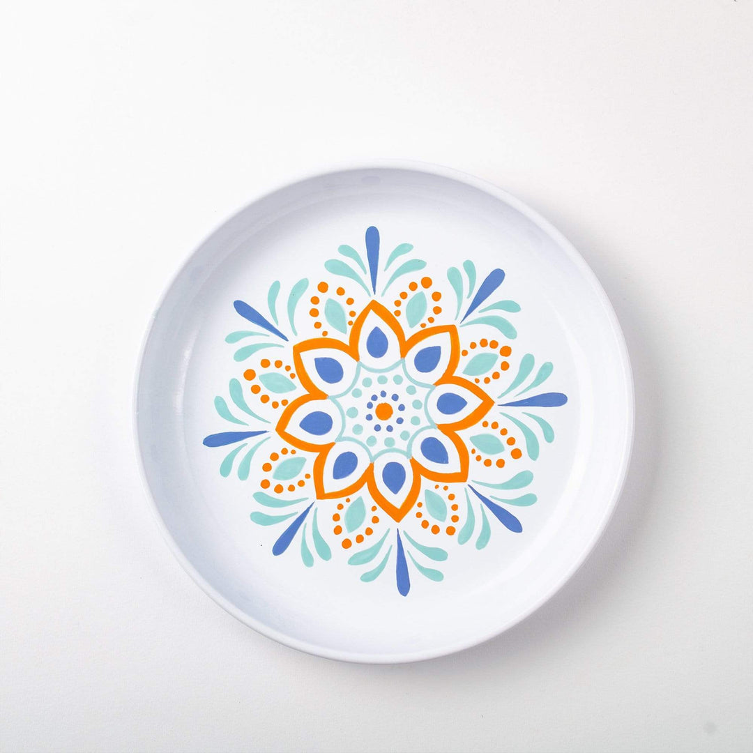 Handpainted Round Metal Tray - Mandala