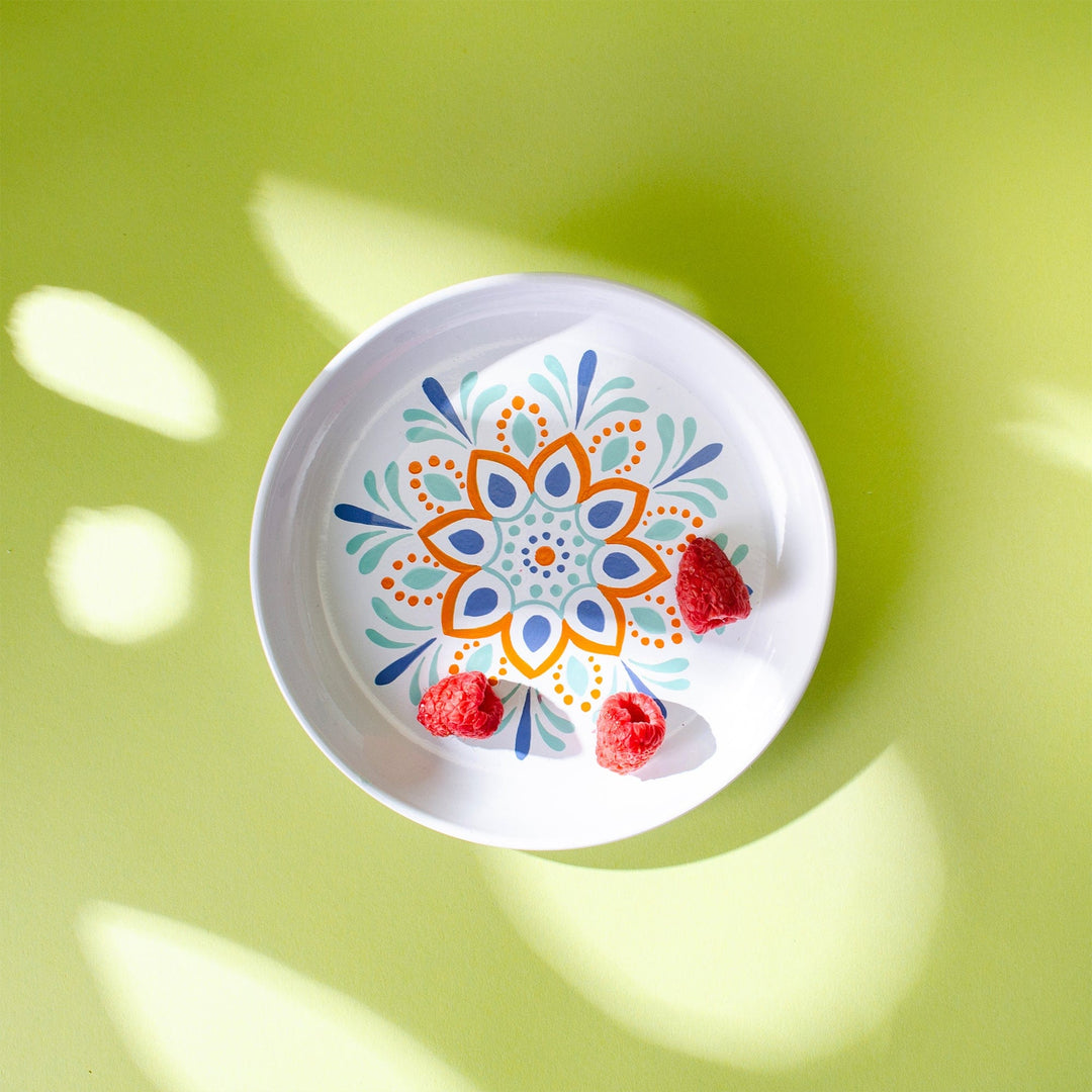 Handpainted Round Metal Tray - Mandala
