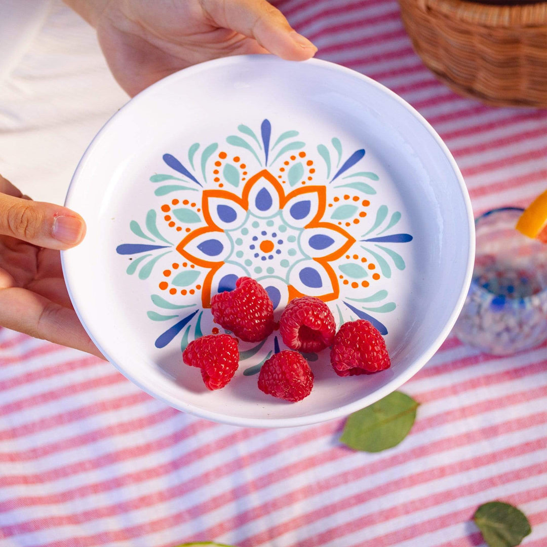 Handpainted Round Metal Tray - Mandala