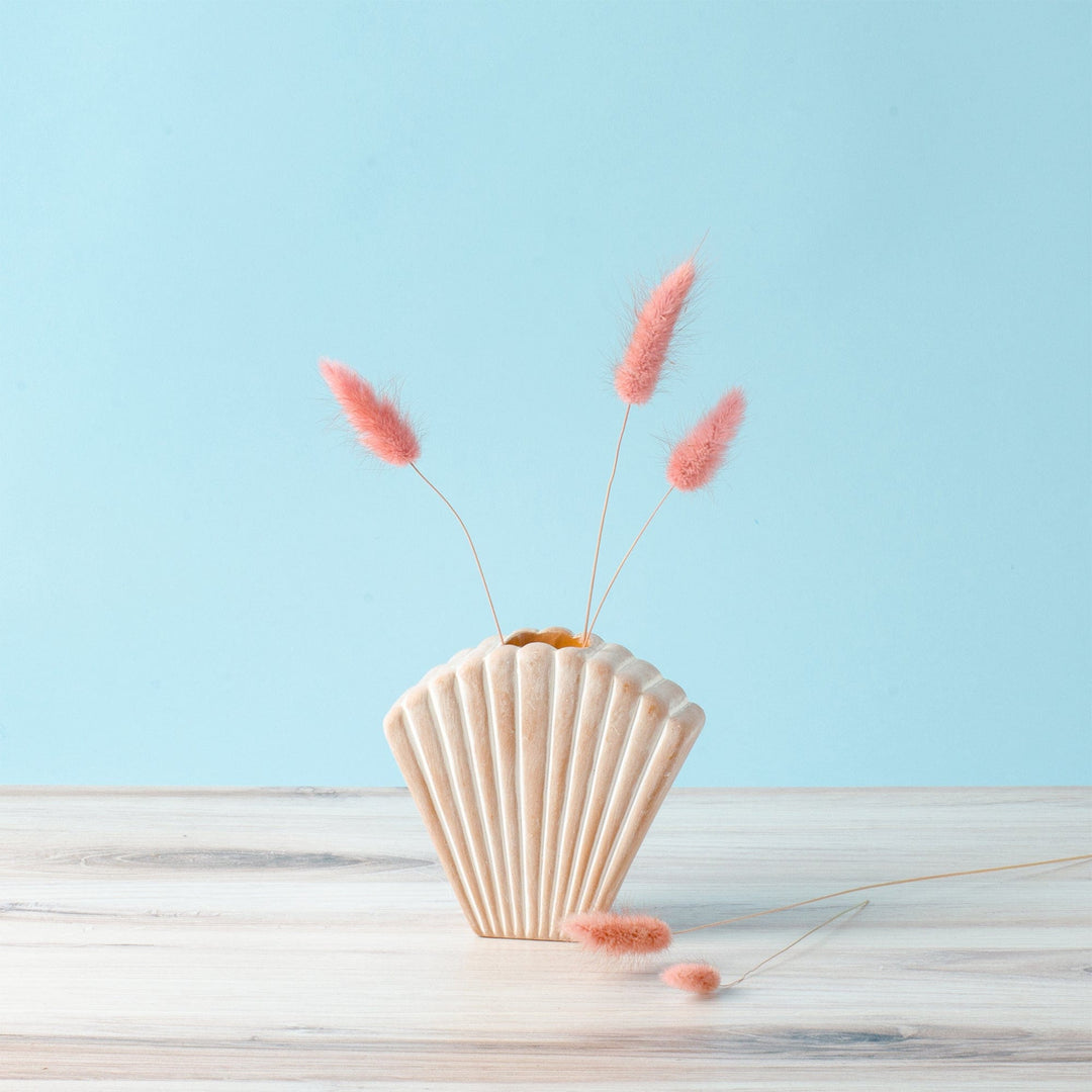 Whitewashed Terracotta Shell Bud Vase