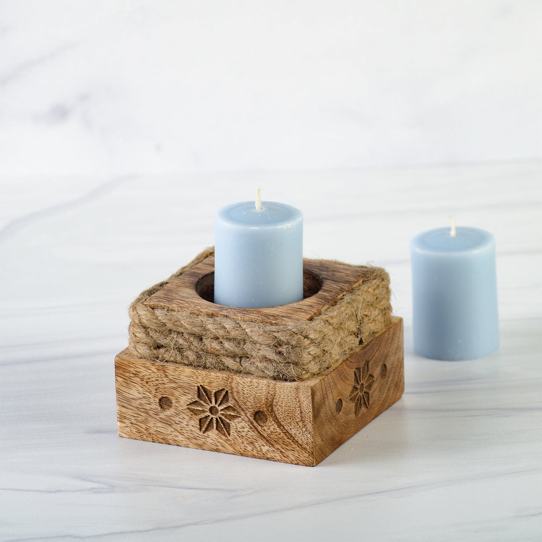 Wooden Coastal Candle Holder