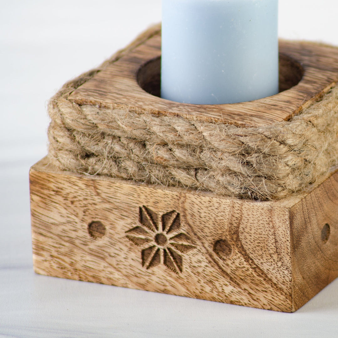 Wooden Coastal Candle Holder