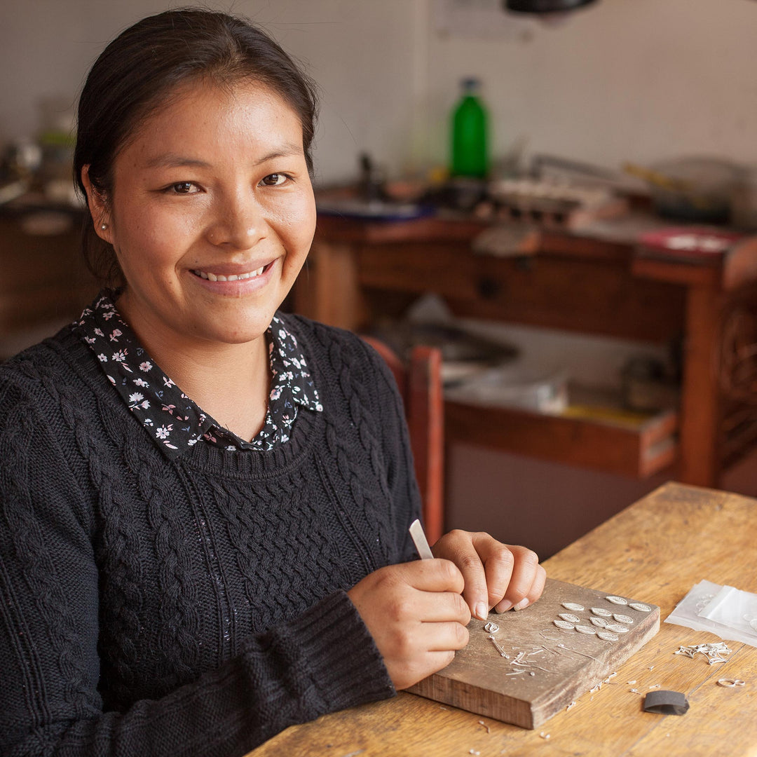 Sterling Silver Stud Earrings with Round Citrine Stones - Golden Glow