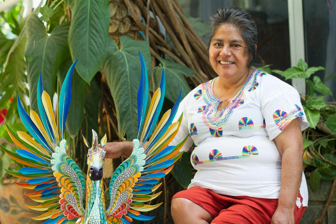 Multi-Color Wood Whistling Coyote Alebrije - Whistling Coyote