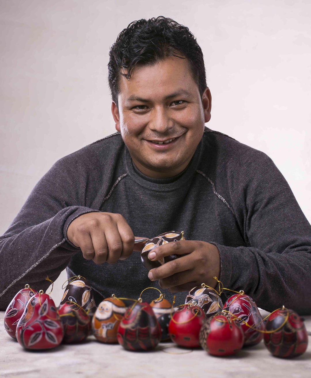 Decorative Owl Figures of Dried Mate Gourds from Peru (Pair) - Fortunate Owls