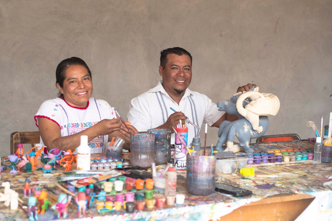 Colorful Wood Donkey Alebrije Figurine Painted by Hand - Delightful Donkey