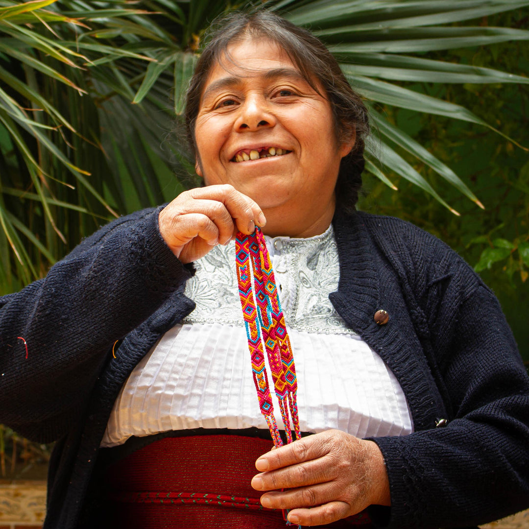 Beige Cotton Blouse with Traditional Red Embroidery - San Cristobal Tradition
