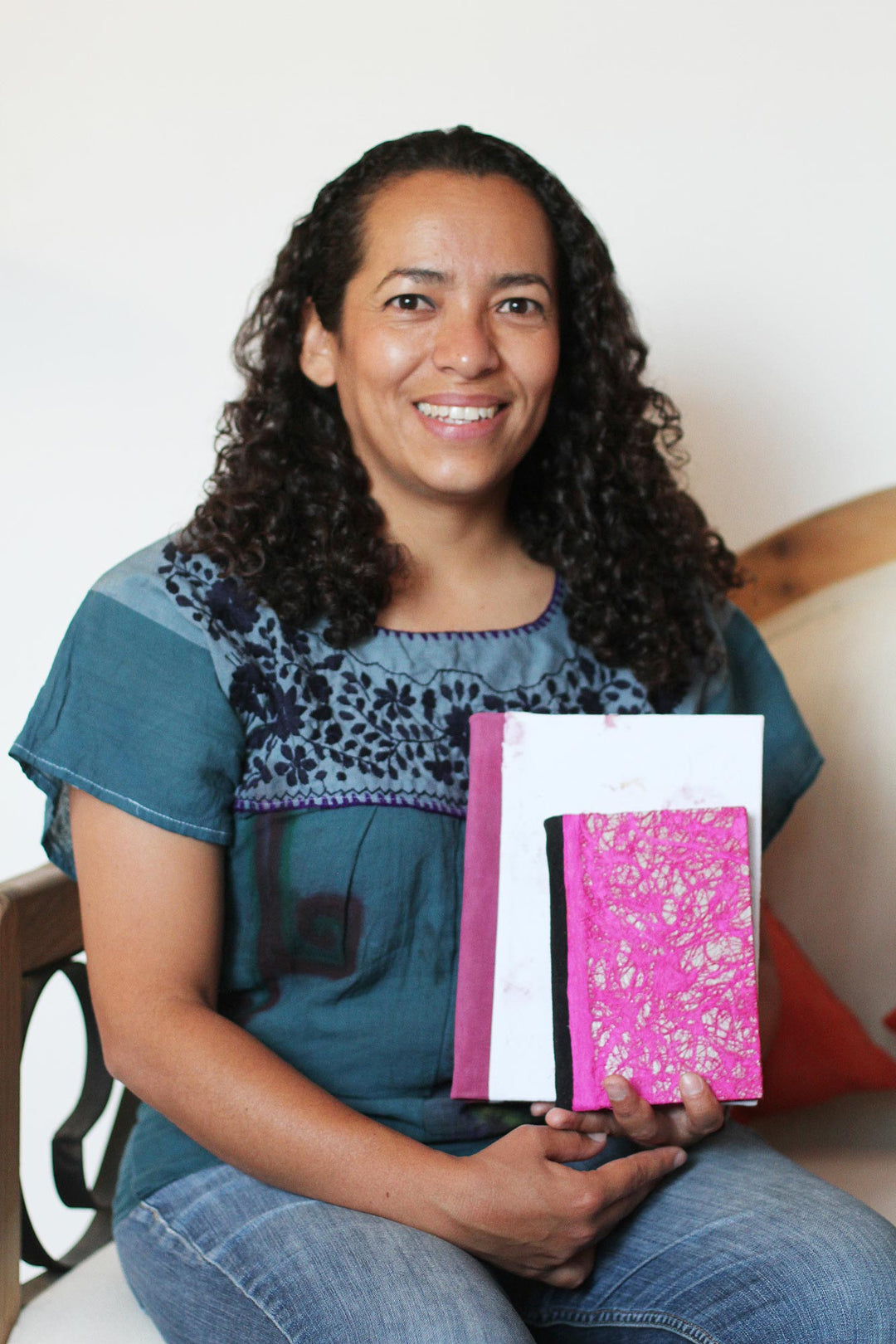 Recycled Paper Handmade Journal with Passport Stamps - Passport Stamps