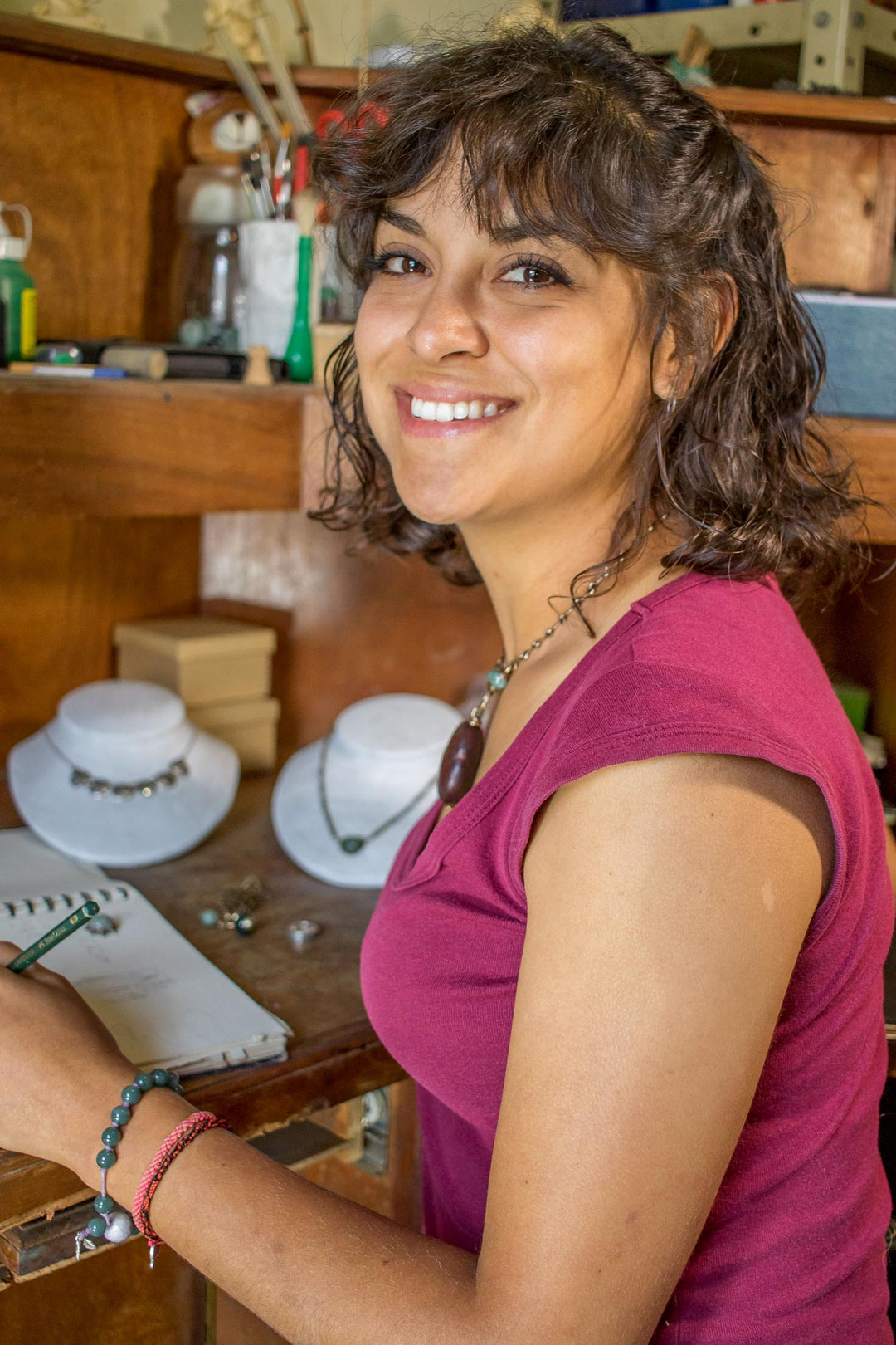 Modern Dark Green Jade Silver Necklace with Round Pendant - Green Circle of Love